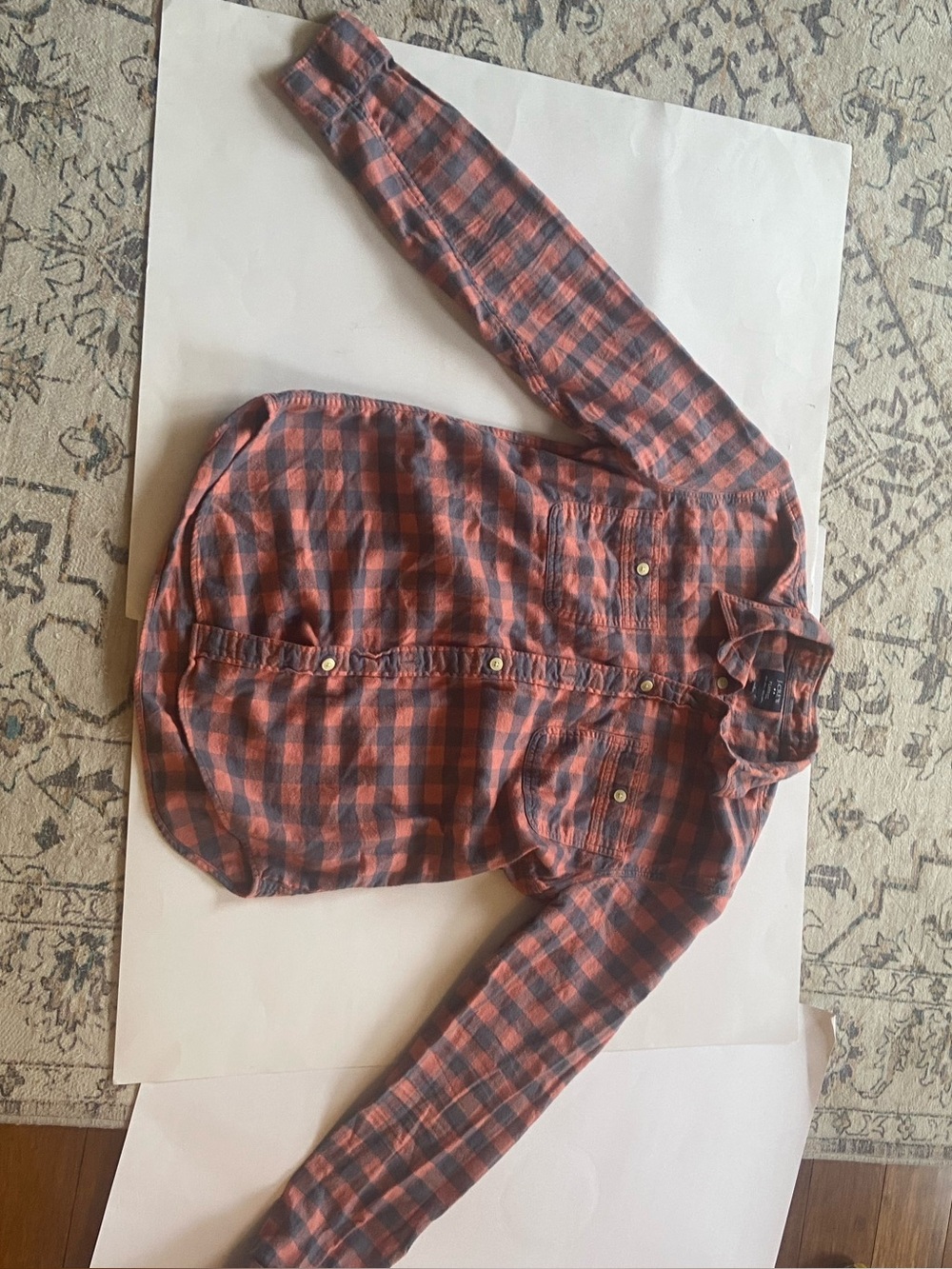 J. Crew Men’s Size Medium Plaid Flannel Button-Up Shirt - Red & Blue